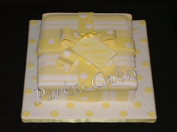 yellow parcel birthday cake